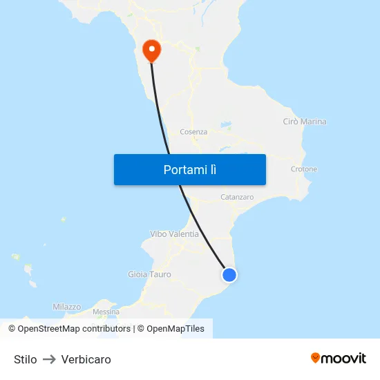 Stilo to Verbicaro map
