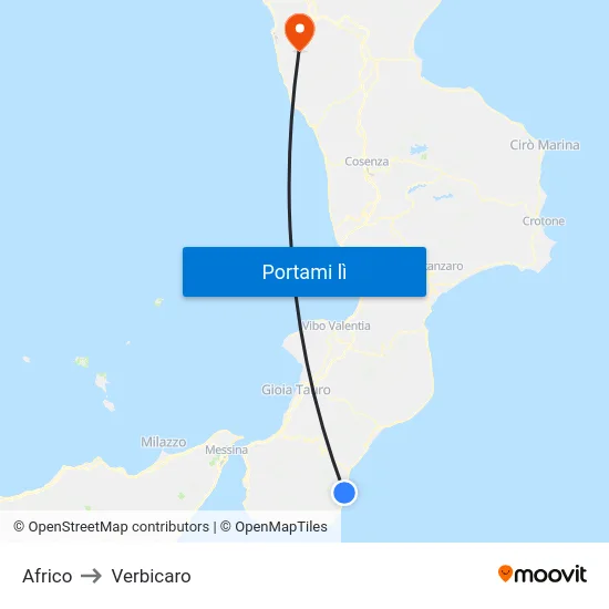 Africo to Verbicaro map