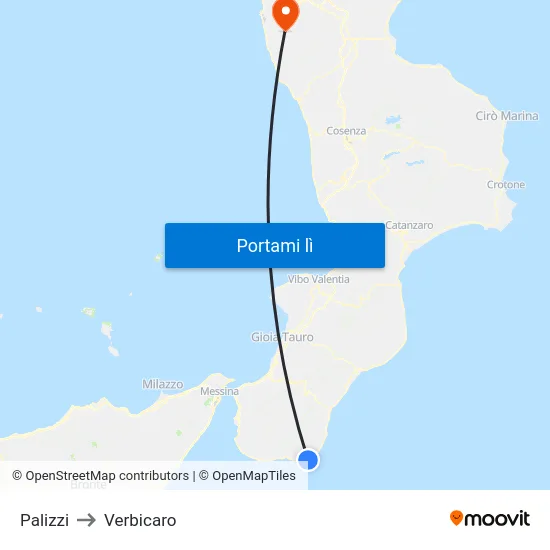 Palizzi to Verbicaro map