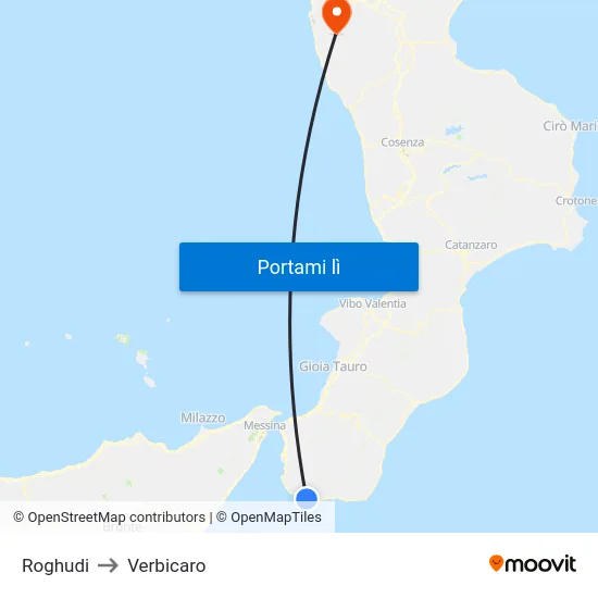 Roghudi to Verbicaro map