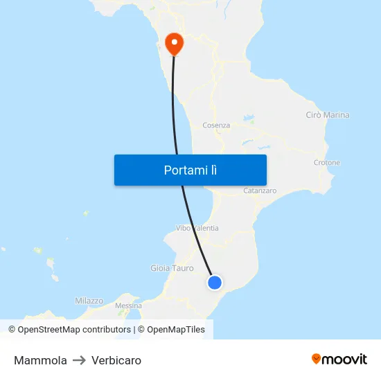 Mammola to Verbicaro map