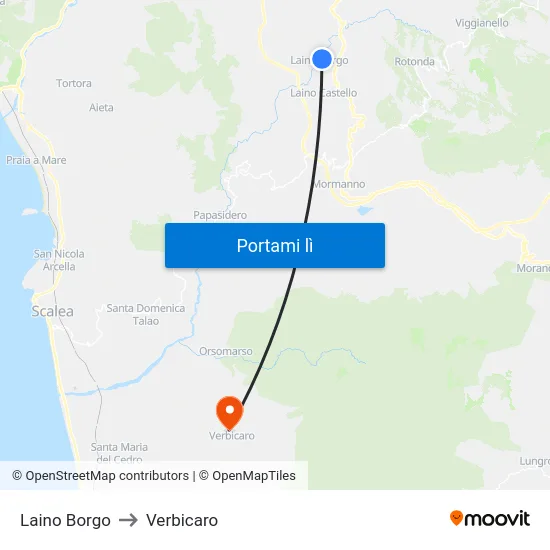 Laino Borgo to Verbicaro map