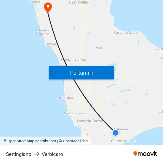 Settingiano to Verbicaro map