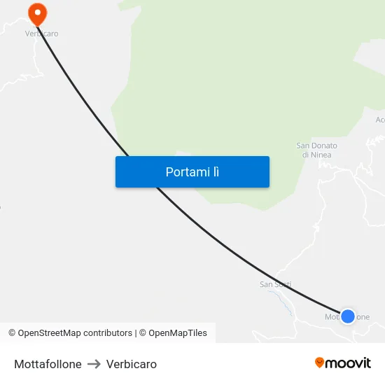 Mottafollone to Verbicaro map