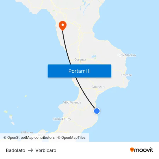 Badolato to Verbicaro map