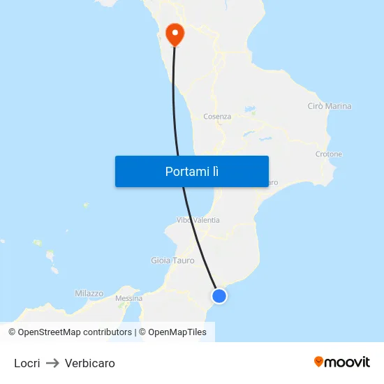 Locri to Verbicaro map