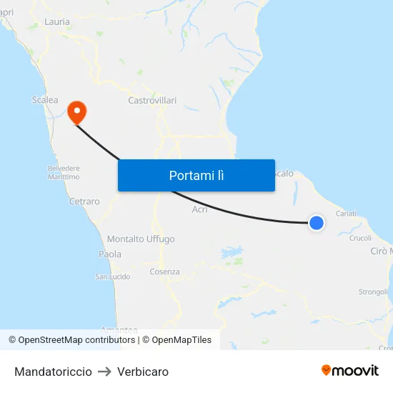 Mandatoriccio to Verbicaro map