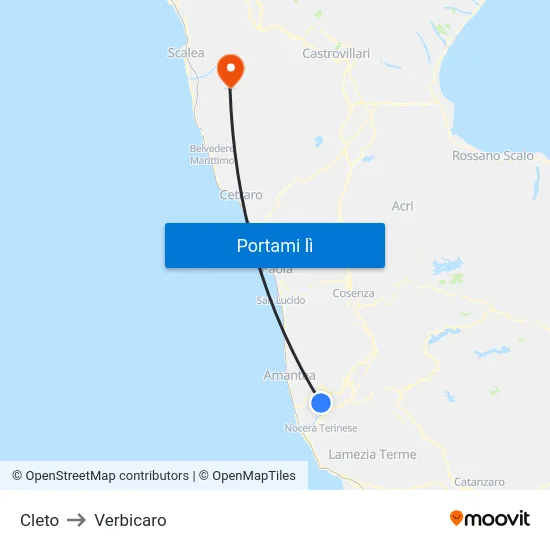 Cleto to Verbicaro map