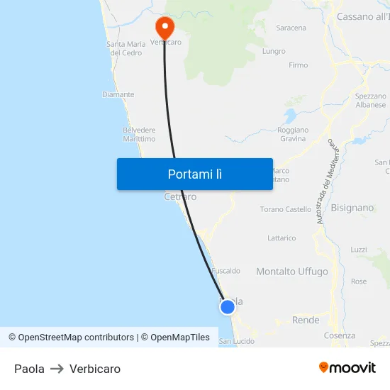 Paola to Verbicaro map