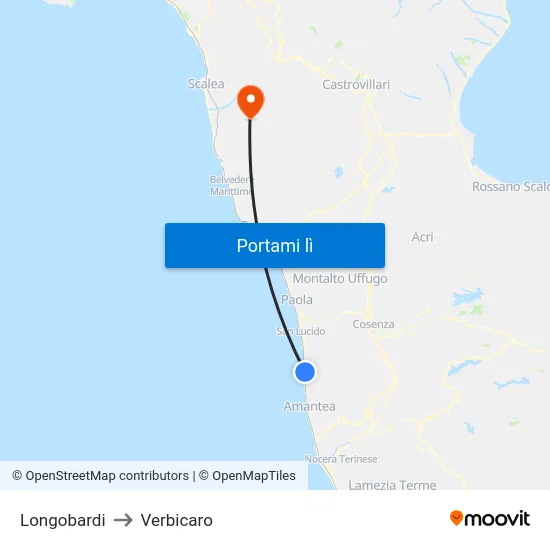 Longobardi to Verbicaro map