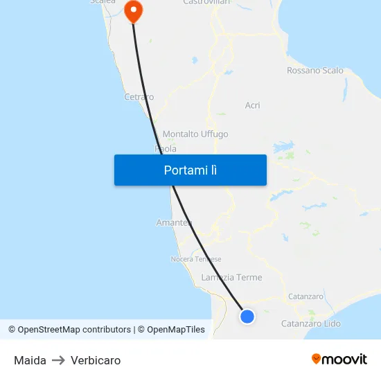 Maida to Verbicaro map