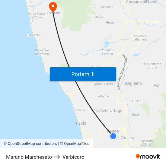 Marano Marchesato to Verbicaro map
