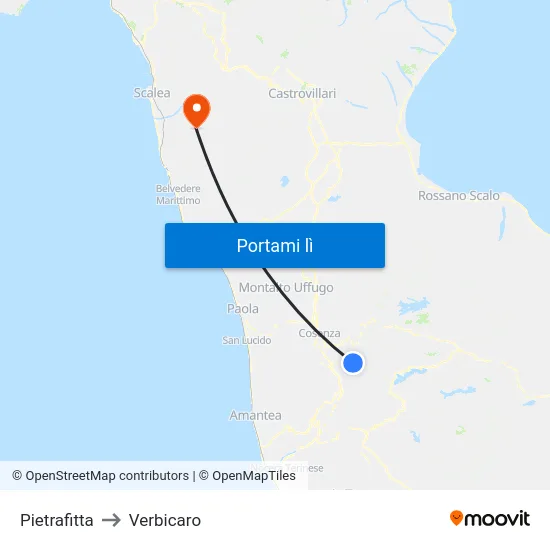 Pietrafitta to Verbicaro map