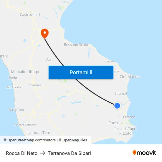 Rocca Di Neto to Terranova Da Sibari map