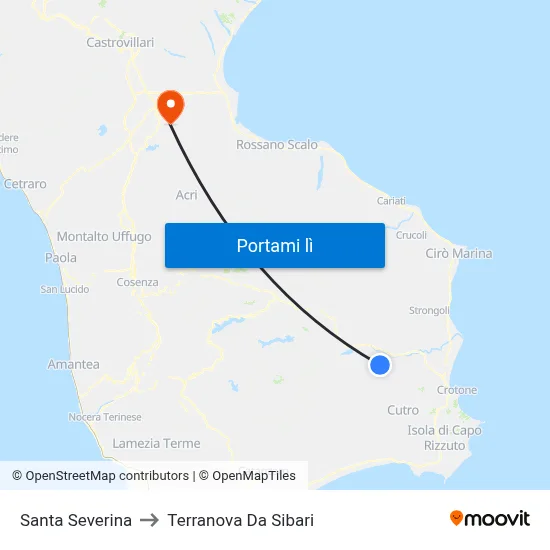Santa Severina to Terranova Da Sibari map