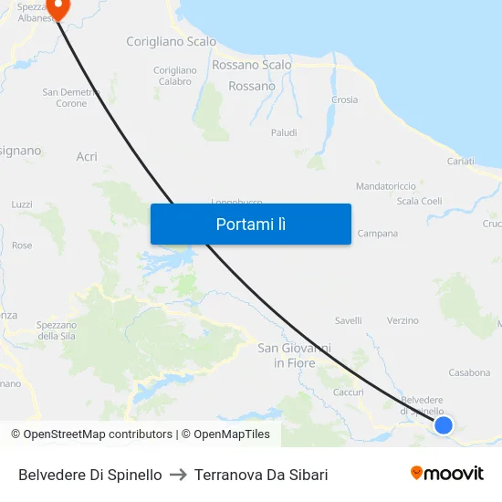 Belvedere Di Spinello to Terranova Da Sibari map