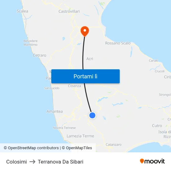 Colosimi to Terranova Da Sibari map