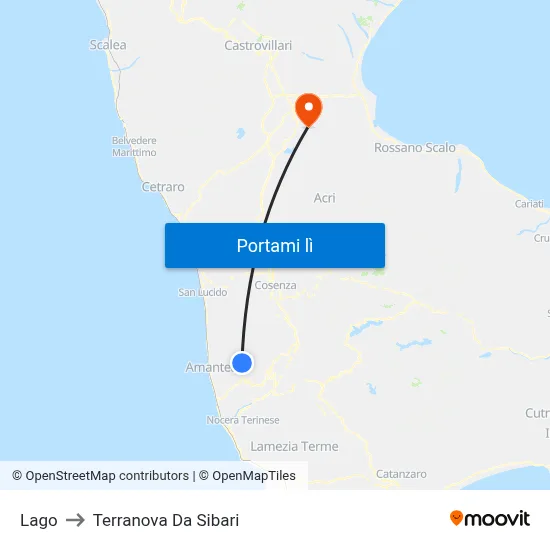 Lago to Terranova Da Sibari map