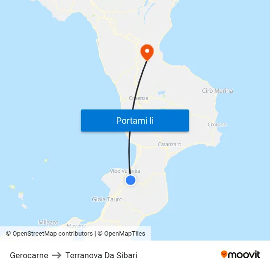 Gerocarne to Terranova Da Sibari map