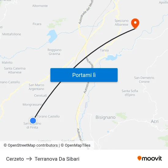 Cerzeto to Terranova Da Sibari map