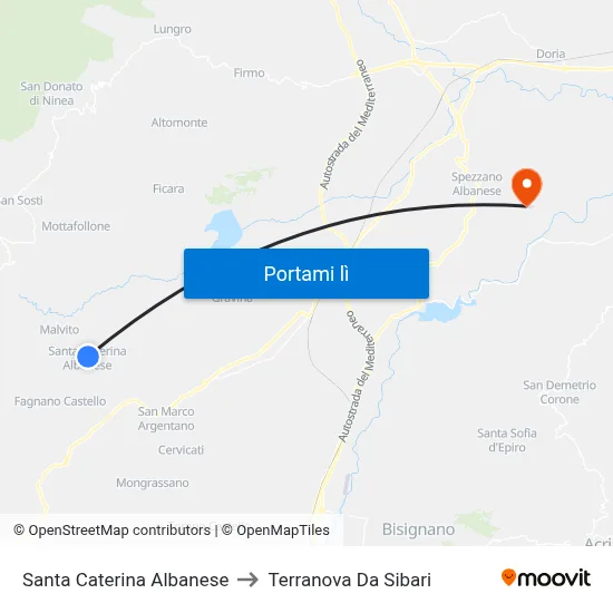Santa Caterina Albanese to Terranova Da Sibari map