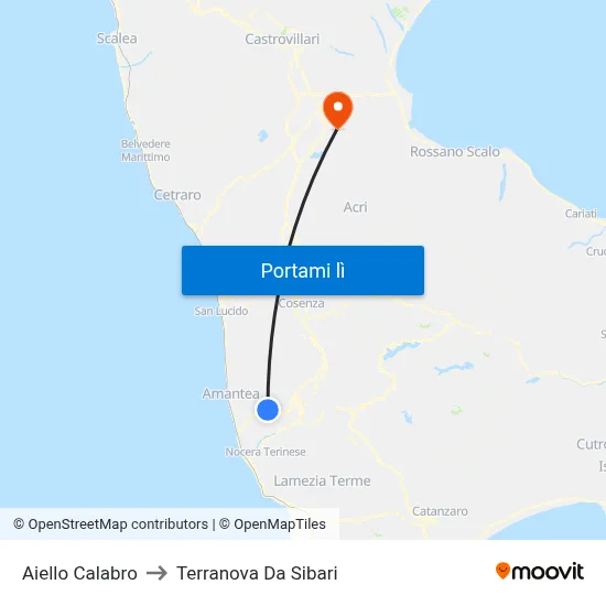 Aiello Calabro to Terranova Da Sibari map