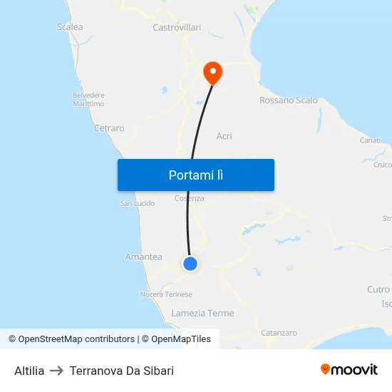 Altilia to Terranova Da Sibari map