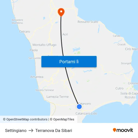 Settingiano to Terranova Da Sibari map