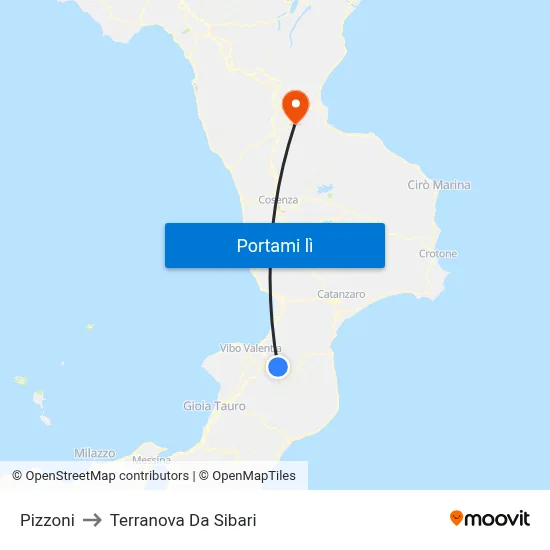 Pizzoni to Terranova Da Sibari map