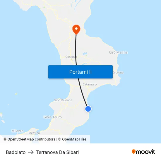 Badolato to Terranova Da Sibari map