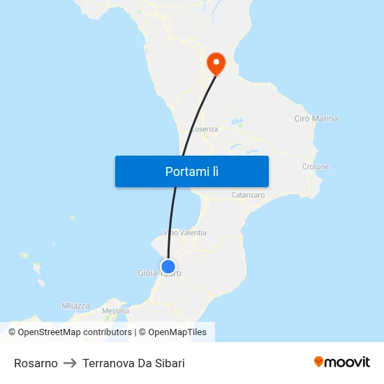 Rosarno to Terranova Da Sibari map