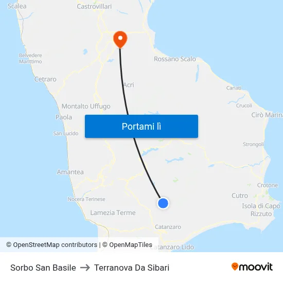 Sorbo San Basile to Terranova Da Sibari map