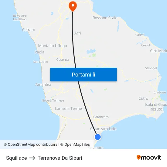Squillace to Terranova Da Sibari map