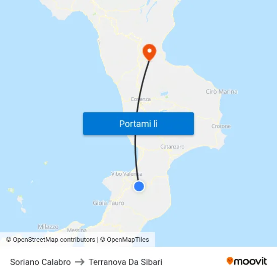 Soriano Calabro to Terranova Da Sibari map