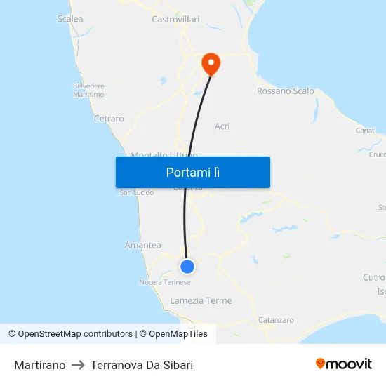 Martirano to Terranova Da Sibari map