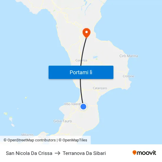 San Nicola Da Crissa to Terranova Da Sibari map