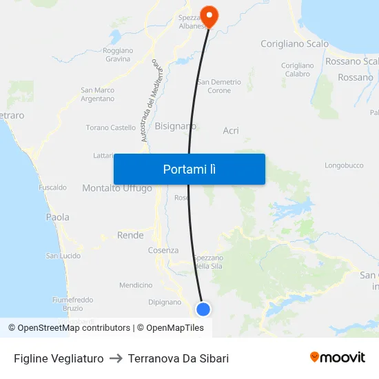 Figline Vegliaturo to Terranova Da Sibari map