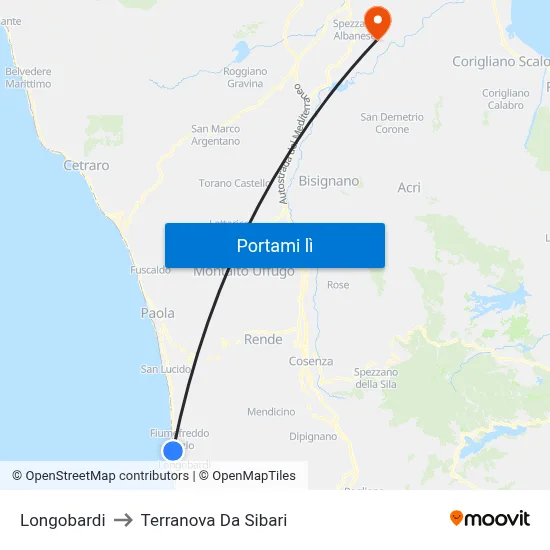Longobardi to Terranova Da Sibari map