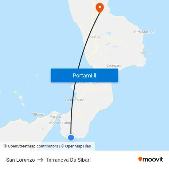 San Lorenzo to Terranova Da Sibari map