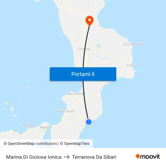 Marina Di Gioiosa Ionica to Terranova Da Sibari map