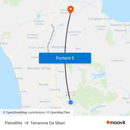 Pietrafitta to Terranova Da Sibari map