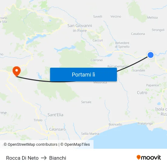 Rocca Di Neto to Bianchi map