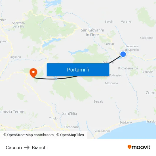 Caccuri to Bianchi map