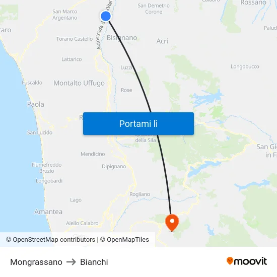 Mongrassano to Bianchi map