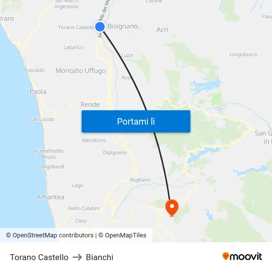Torano Castello to Bianchi map