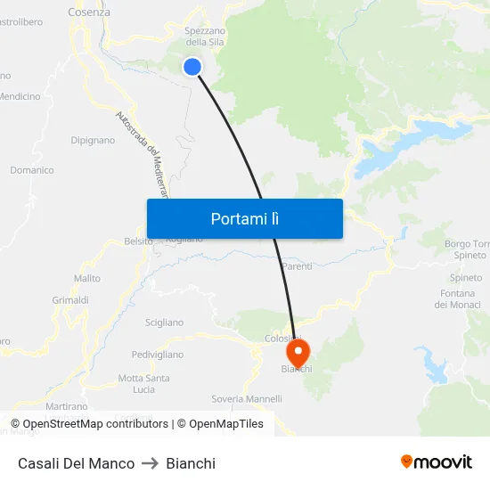 Casali Del Manco to Bianchi map