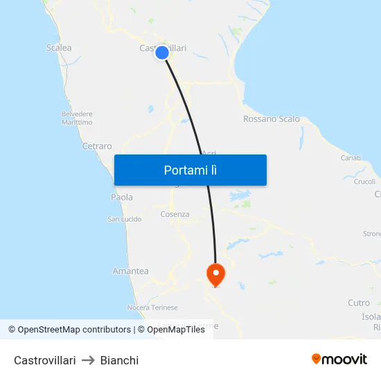Castrovillari to Bianchi map