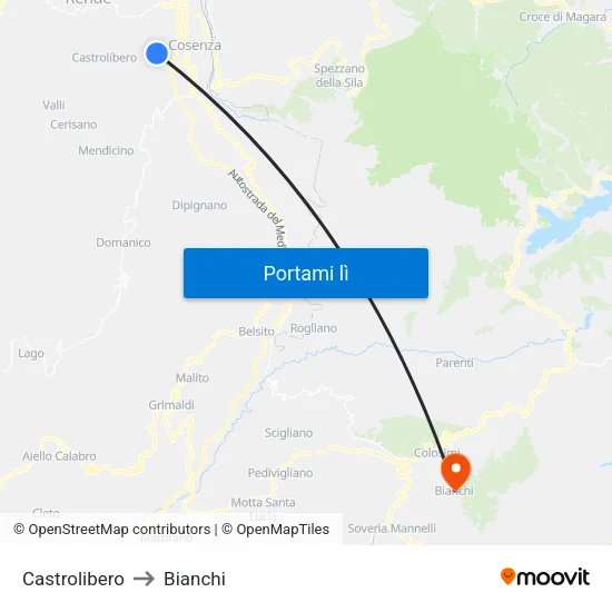 Castrolibero to Bianchi map