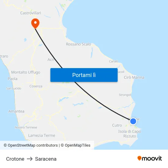 Crotone to Saracena map