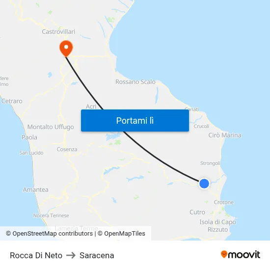Rocca Di Neto to Saracena map